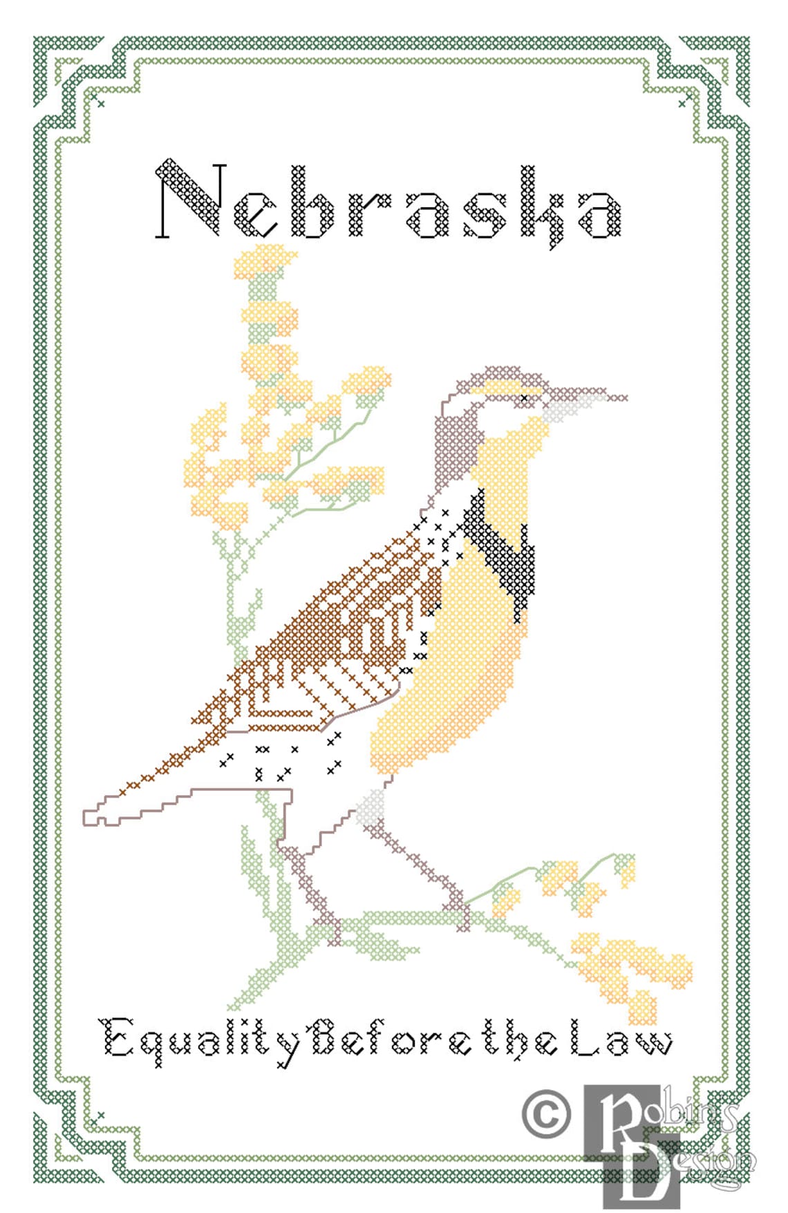 Nebraska State Bird, Flower and Motto Cross Stitch Pattern PDF - Etsy