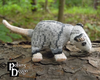 Plop the Baby Virginia Opossum Doll 3D Cross Stitch Animal Sewing Pattern PDF