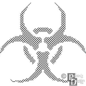 Biohazard Symbol Cross Stitch Pattern for Shirt Patch PDF