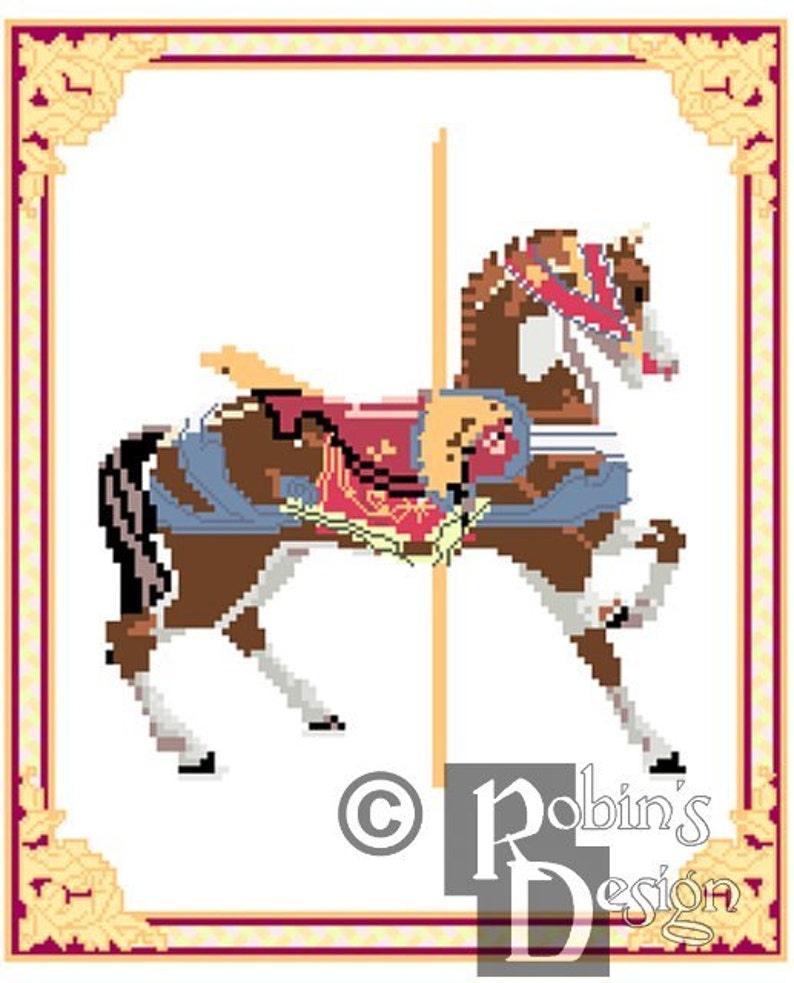 Carousel Horse Cross Stitch Pattern Dentzel, Glen Echo Park, MD PDF image 3