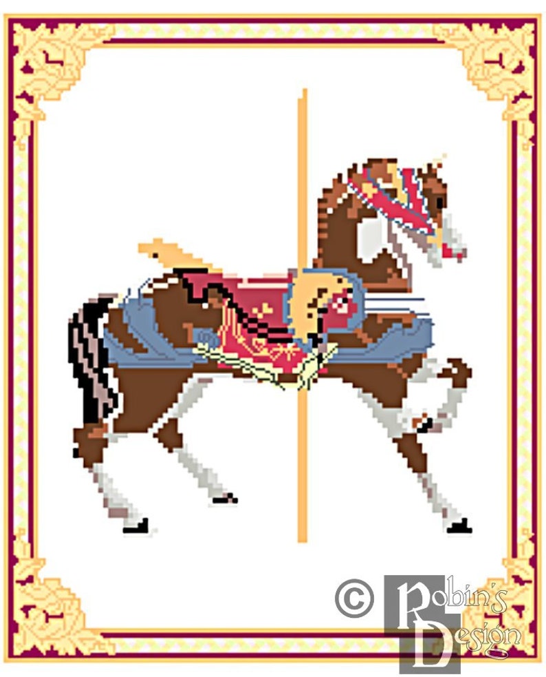 Carousel Horse Cross Stitch Pattern Dentzel, Glen Echo Park, MD PDF image 2