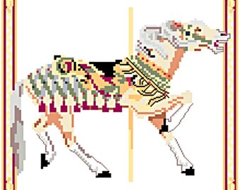 Carousel Horse Cross Stitch Pattern Herschell-Spillman Golden Gate Park, San Francisco, CA PDF