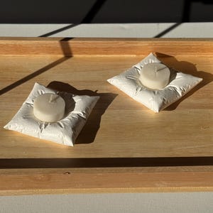 Sculptural Soy Wax Pillow Candle: Handmade Tealight - Modern Home Decor