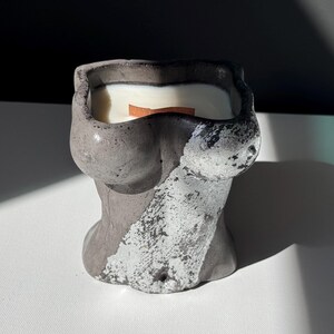 Artistic Female Body Candle - 12OZ Eco-Friendly Soy Wax Candle with Silver Plaster Mold - Contemporary Home Decor Accent