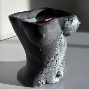 Artistic Female Body Candle - 12OZ Eco-Friendly Soy Wax Candle with Silver Plaster Mold - Contemporary Home Decor Accent
