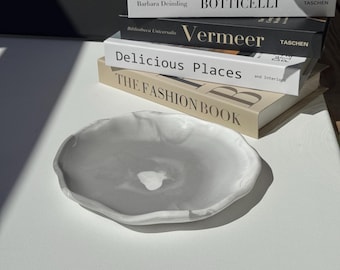Minimalist Ceramic Tray – 7.5” Square Organic Dish for Jewelry, Keys, or Coffee Table Decor