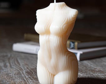 Soy Wax Female Torso Candle – Scented Body Sculpture Decor