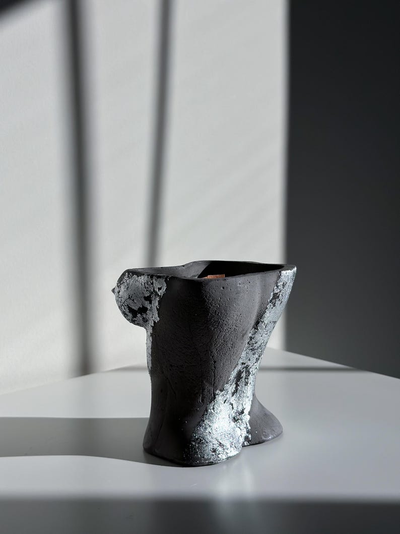 Artistic Female Body Candle - 12OZ Eco-Friendly Soy Wax Candle with Silver Plaster Mold - Contemporary Home Decor Accent