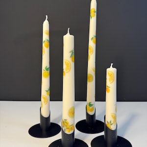Lemon Taper Candles – Set of 3 Soy Wax Dinner Candles – Botanical Summer Decor – Hostess Gift – PAYSO Brand