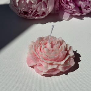 Peony Flower Candle – Pink Sculpted Blossom – Romantic Handmade Wax Peony – Floral Gift for Her – Garden Decor – Bloom Candle