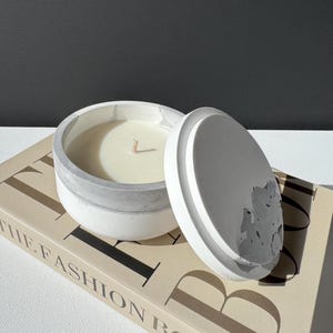 Industrial Concrete Candle – Handmade Soy Wax with Raw Texture Lid, Gift for Him, Minimalist Home Decor, Cement Style Jar Candle
