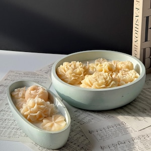Floral Bowl Candle Set – Handmade Soy Wax Flower Candles in Decorative Vessels – Elegant Home Decor– Gift for Her – Aesthetic Scented Candle