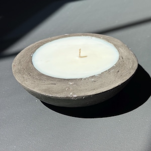 Cuenco de hormigón para velas: vela de cera de soja hecha a mano / Decoración minimalista para el hogar / Vela de cemento negro / Regalo moderno para él o ella