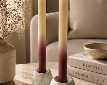 Handgefertigtes Red Ombre Taper Candles 2er Set, Sojawachs-Dinnerkerzen, Elegante handgefertigte Tischkerzen, Hochzeitsdeko, Minimalistisches Dekor
