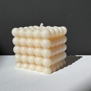 Cream Bubble Cube Candle – Handmade Soy Wax Aesthetic Decor | Minimalist Sculptural Candle | Modern Gift Idea | Vegan Candle