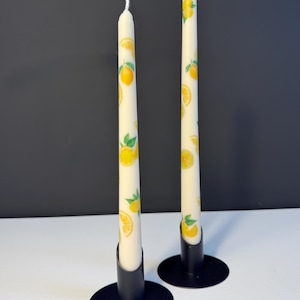Lemon Taper Candle Set – Soy Wax Dinner Candles – Citrus Hostess Gift – Summer Kitchen Decor – Handmade by PAYSO