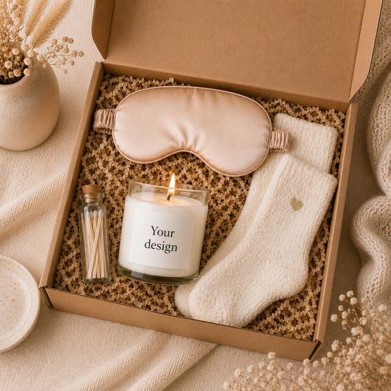 Personalized Self Care Gift Box for Women, Custom Candle Gift Set