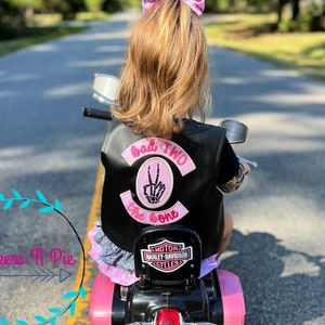 Bad TWO the Bone Birthday, 2nd birthday outfit girl, Black faux leather Vest