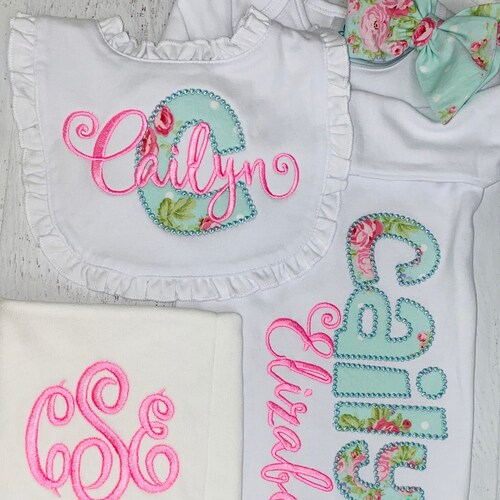 Personalized Baby Girl Gown and Hat Infant Gown Set Etsy