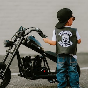 Bad TWO the Bone Birthday, 2nd birthday outfit boy, Black faux leather Vest