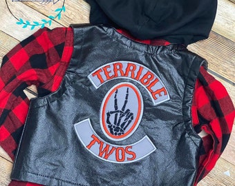 Terrible TWO Birthday Vest - 2nd Birthday Outfit - Biker