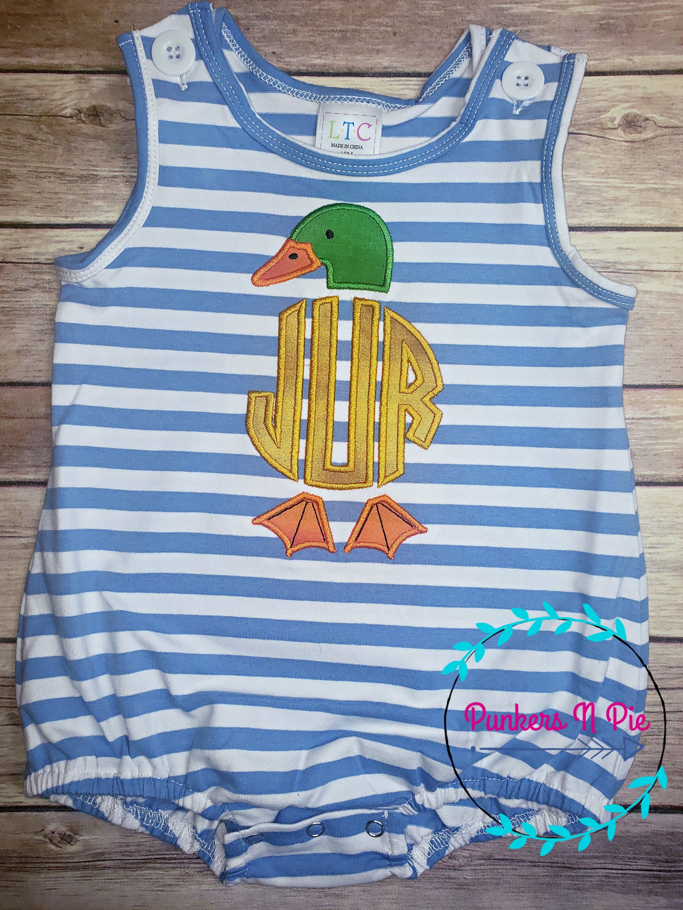 Pip Embroidered Zip Romper - Mallard Duck main image 0