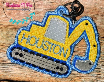 Personalized Digger Name Tag - Construction Zone - Excavator Bulldozer Tractor