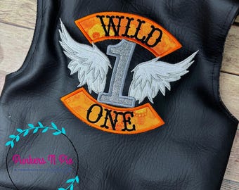 Wild ONE Birthday, 1st birthday outfit girl, Black faux leather Vest