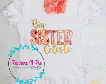 Boho Blush Big Sister Ruffle Shirt SS or LS