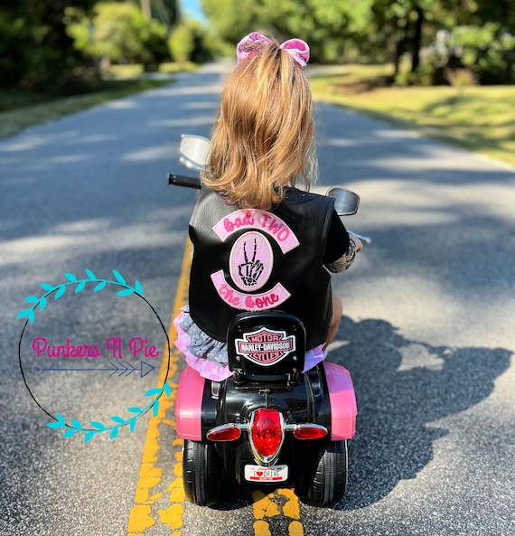 Bad TWO the Bone Birthday, 2nd birthday outfit girl, Black faux leather Vest