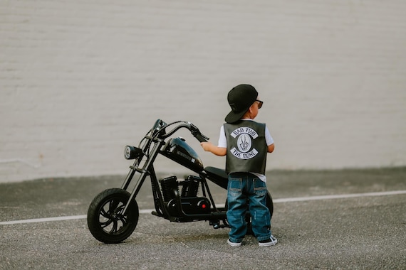 Bad TWO the Bone Birthday, 2nd birthday outfit boy, Black faux leather Vest