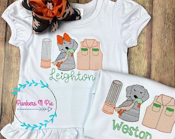 Daddy's Hunting Buddy shirt for girl - Sister shirt - ruffle shirt and bow