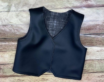 Biker faux leather black vest - blank vest NO patches included
