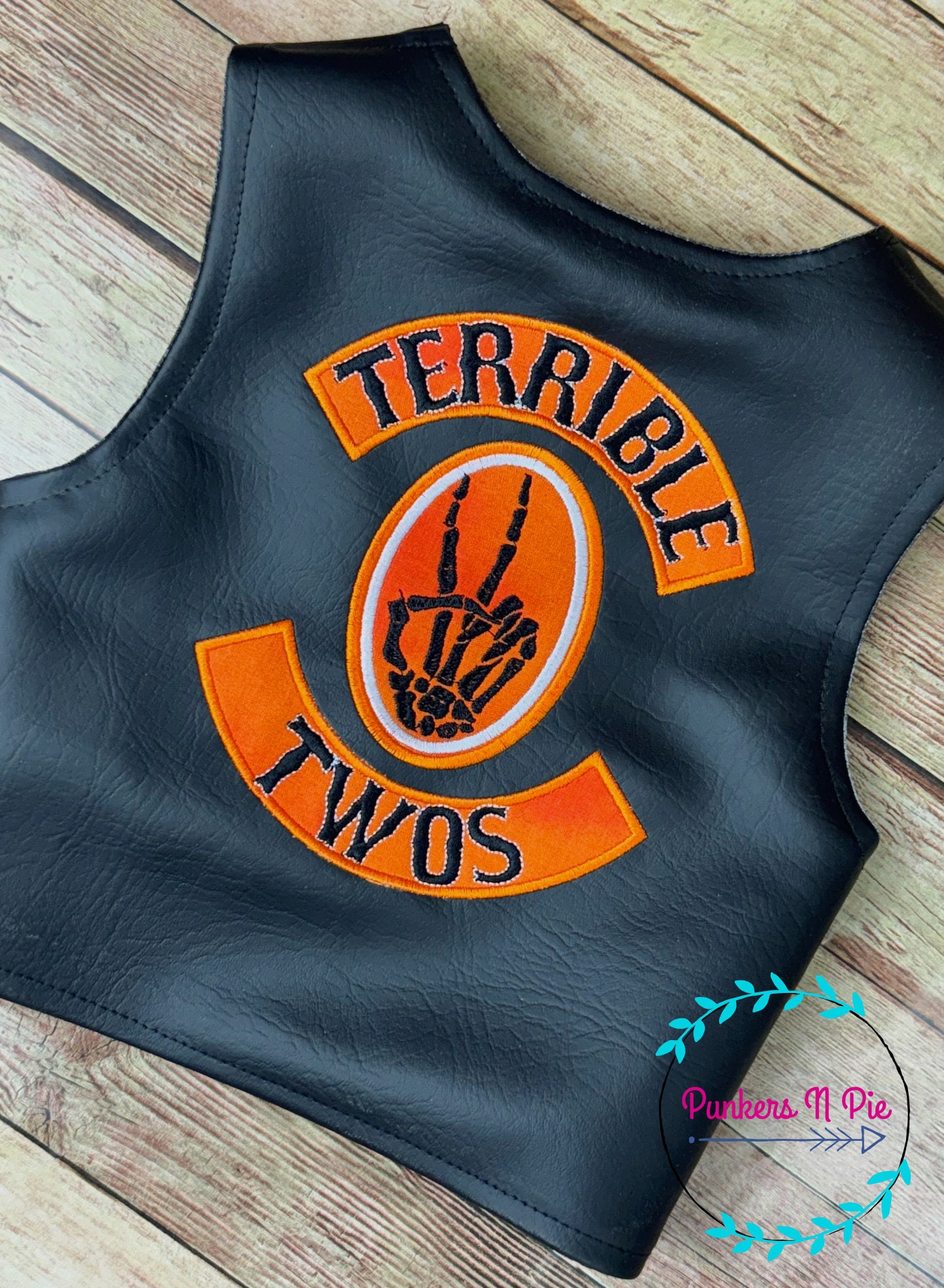 Terrible TWO Birthday Vest - 2nd birthday outfit - Motorcycle faux leather black vest