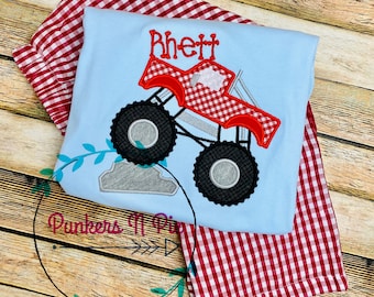 Monster Truck applique shirt - Truck Yeah - shorts or pants