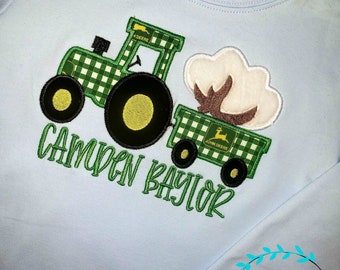 Tractor with Cotton Boll Shirt - Long or Short Sleeve - Big Brother