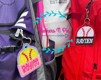 Personalized Baseball / Softball Bag Tag - Customizable