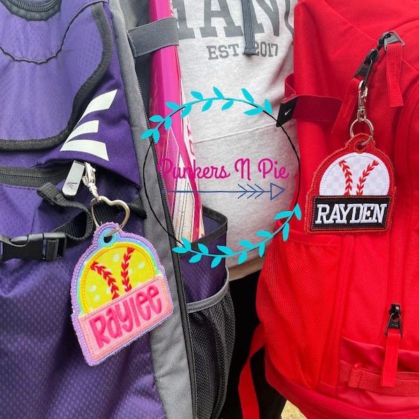 Personalized Bag Charm Tag Baseball & Softball Mom Tag