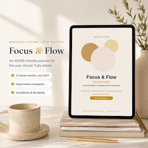 Focus and Flow 2027 Dated Planner ADHD Yearly Calendar GoodNotes Notability Digital PDF