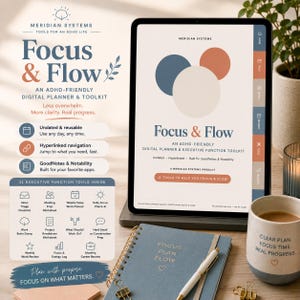 ADHD Digital Planner | Executive Function Planner | GoodNotes and Notability Planner | Hyperlinked Productivity PDF