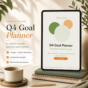 Q4 Goal Planner ADHD Quarterly Goal Setting Progress Tracker GoodNotes Notability PDF