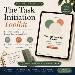 ADHD Task Initiation Toolkit | Executive Function Planner | Procrastination Workbook | GoodNotes & Notability PDF