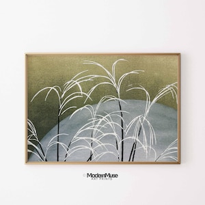 Wabi Sabi Floral Printable Wall Art, Japandi Nature Wall Art Decor, Sage Green Japanese Wall Art, Mid Century Modern Flower Wall Art