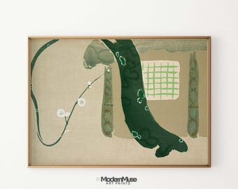 Abstract Wabi Sabi Wall Art, Japandi Printable Wall Art Decor, Sage Green Japanese Wall Art Print, Mid Century Modern Wall Art Decor