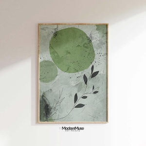 Sage Green Abstract Wall Art, Minimalist Japandi Wall Art, Wabi Sabi Textured Wall Art, Japanese Wall Art, Mid Century Modern Art Decor