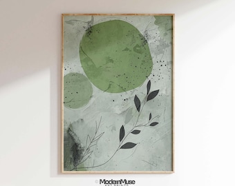 Sage Green Abstract Wall Art, Minimalist Japandi Wall Art, Wabi Sabi Textured Wall Art, Japanese Wall Art, Mid Century Modern Art Decor