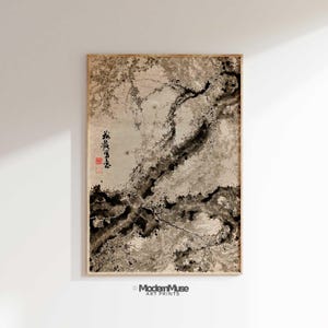 Wabi Sabi Printable Wall Art, Japandi Nature Wall Art Decor, Mid Century Modern Abstract Wall Art, Minimalist Japanese Floral Wall Art Print