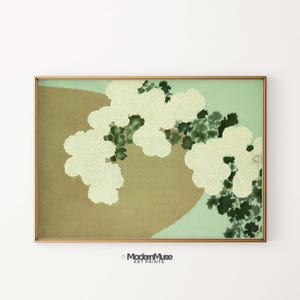Japandi Flower Wall Art Print, Wabi Sabi Minimalist Wall Art Decor, Sage Green Printable Wall Art, Japanese Zen Garden Art Print Digital