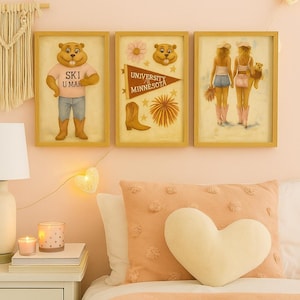University of Minnesota Wall Art Set | Goldy Gopher Prints | Retro College Dorm Decor | 11x14 Prints