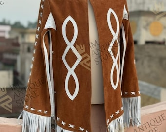 Women’s Western Suede  & Cowhide Fringe Cape Shawl – Authentic Cowgirl Style
